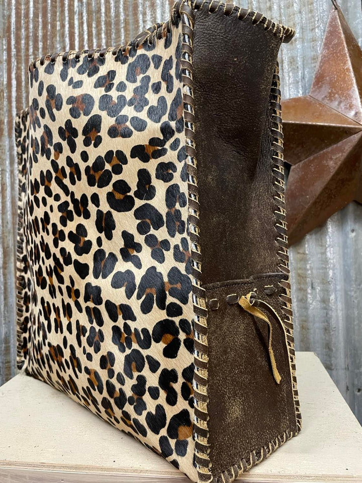 KurtMen Leopard Tall Box Tote