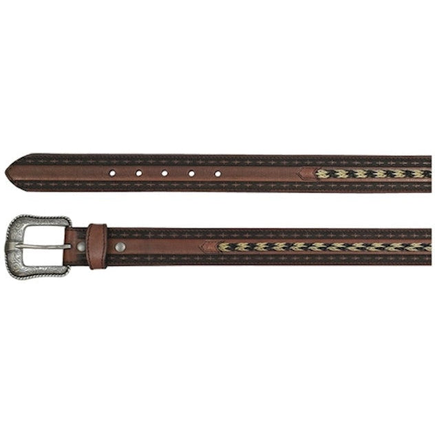 JP West Horsehair Braid Brown Leather Belt
