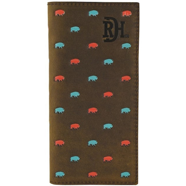 Red Dirt Hat Co Turquoise and Coral Bison Pattern Rodeo Wallet