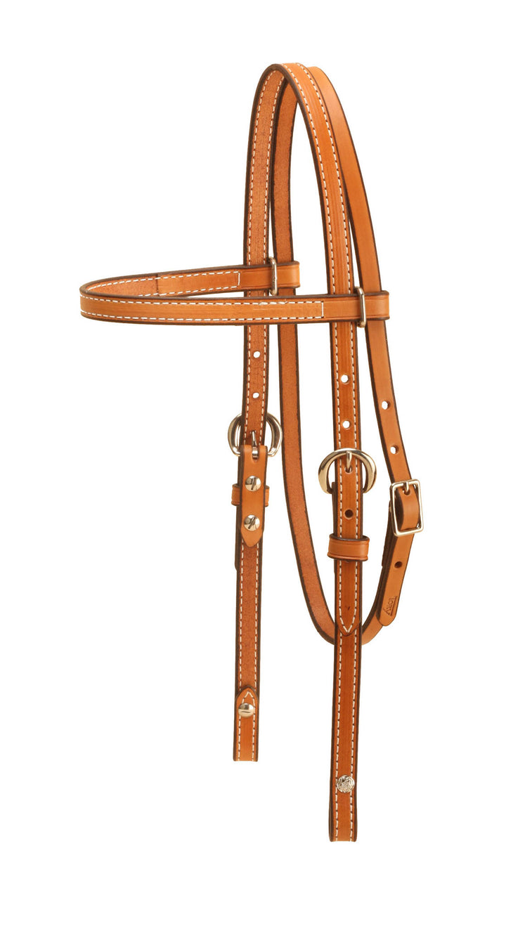 Tory Leather Double and Stitched Browband Pony Headstall