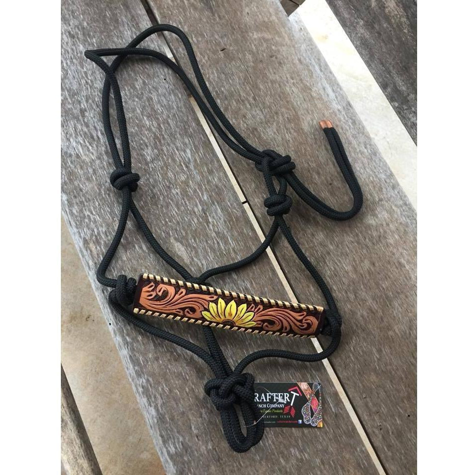 Rafter T Ranch Painted Sunflower Rope Halter - West 20 Saddle Co.