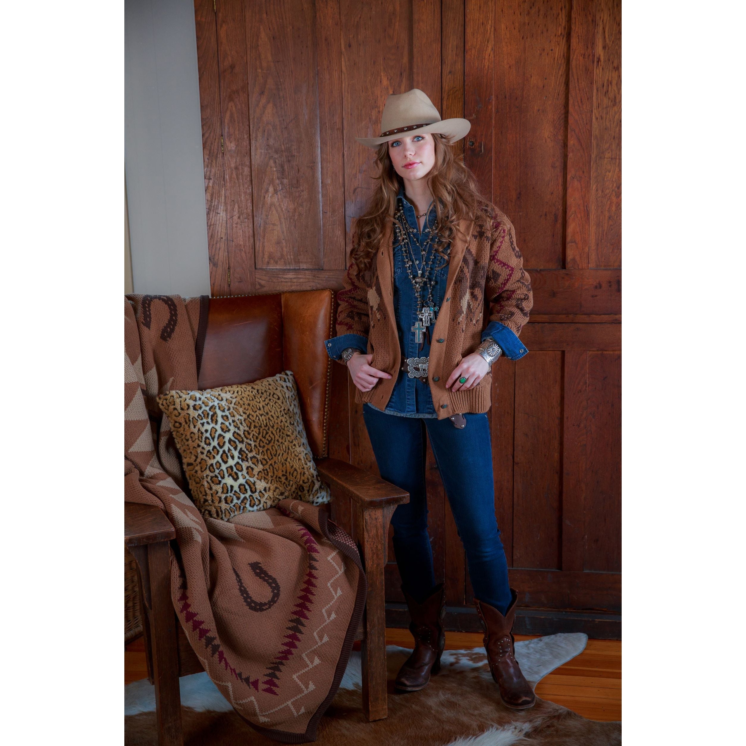 TASHA online POLIZZI Avery Cardigan Horses Western sweater NWT $250 Current