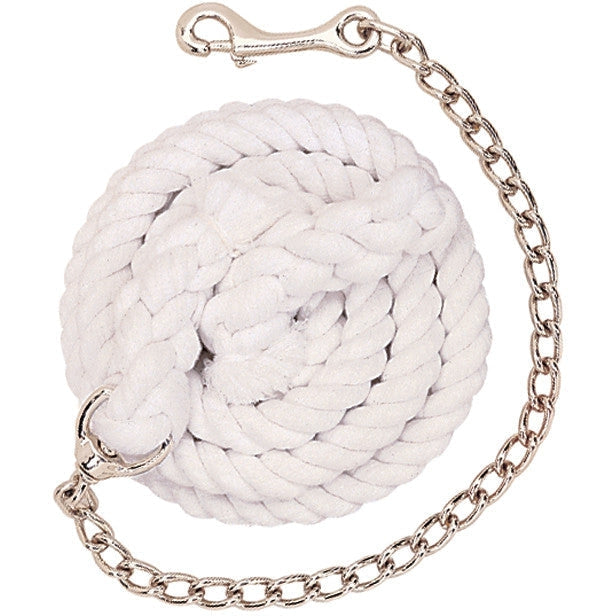 Weaver White Cotton Lead Rope with Nickel Plated Chain and 225 Snap
