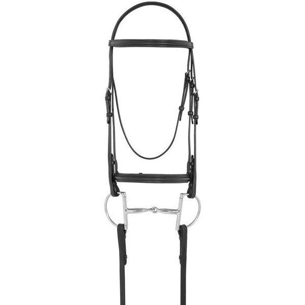 Camelot Plain Raised Padded Bridle With Laced Reins-Black