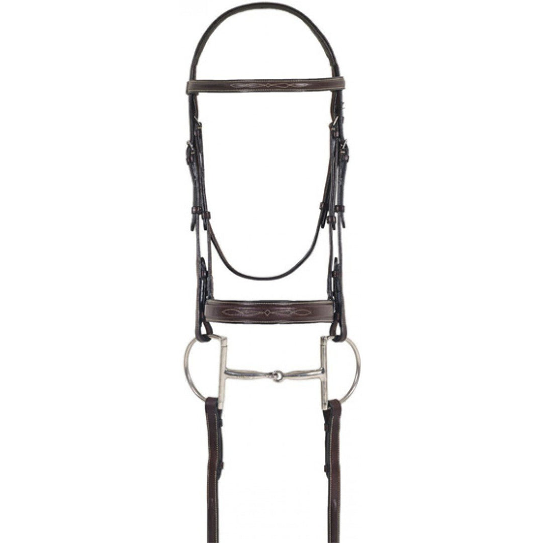 Ovation Elite Collection Fancy Raised Comfort Crown Flat Wide Nose Padded Bridle With Fancy Raised Laced Reins - West 20 Saddle Co.