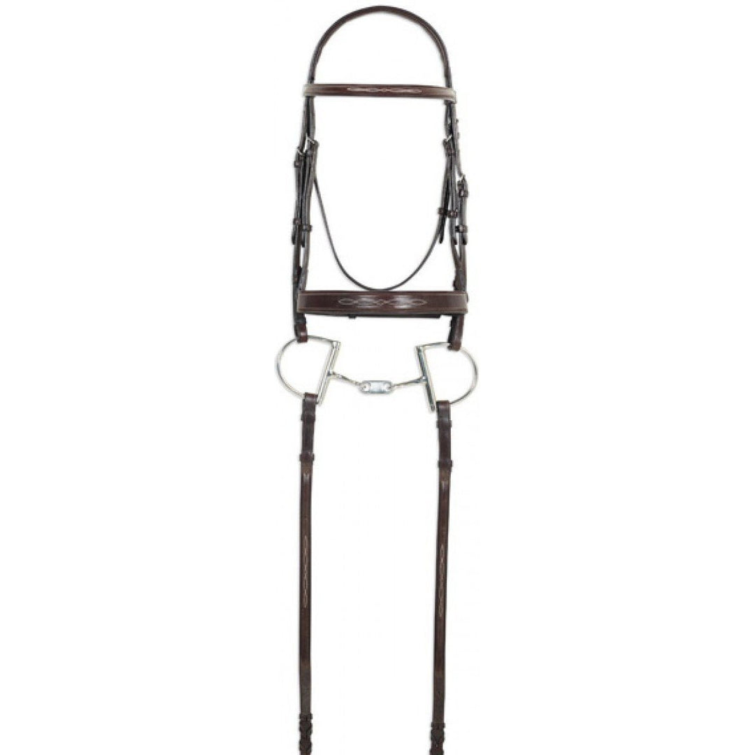 Ovation Classic Collection - Fancy Raised Comfort Crown Wide Noseband Bridle With Fancy Raised Laced Reins - West 20 Saddle Co.