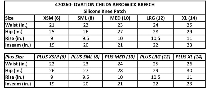 Ovation Kid's AeroWick Silicone Knee Patch Schooling Tight