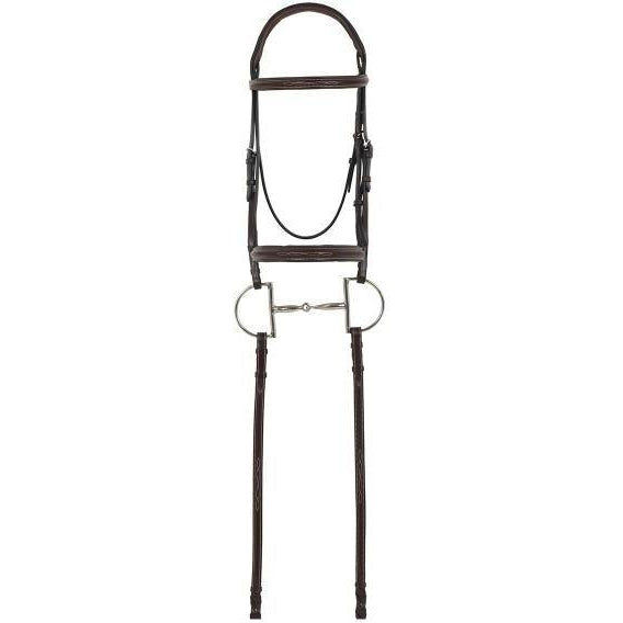 Camelot Gold RCS Fancy Raised Padded Bridle With Reins - West 20 Saddle Co.