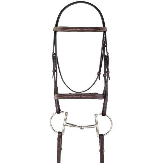 Camelot Gold Fancy Stitched Raised Padded Bridle With Laced Reins - West 20 Saddle Co.