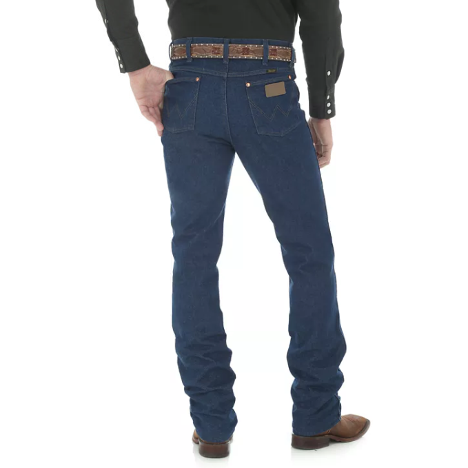 Wrangler men's cowboy cut slim fit jeans showing classic denim fabric and traditional Western style.