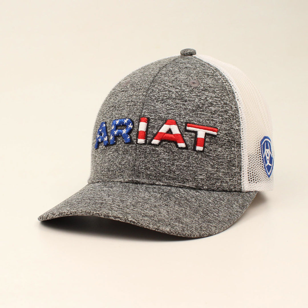 Ariat USA Flag Ball Cap-Grey