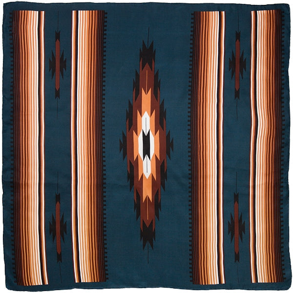 Wyoming Traders Teal and Tan Aztec Silk Scarf