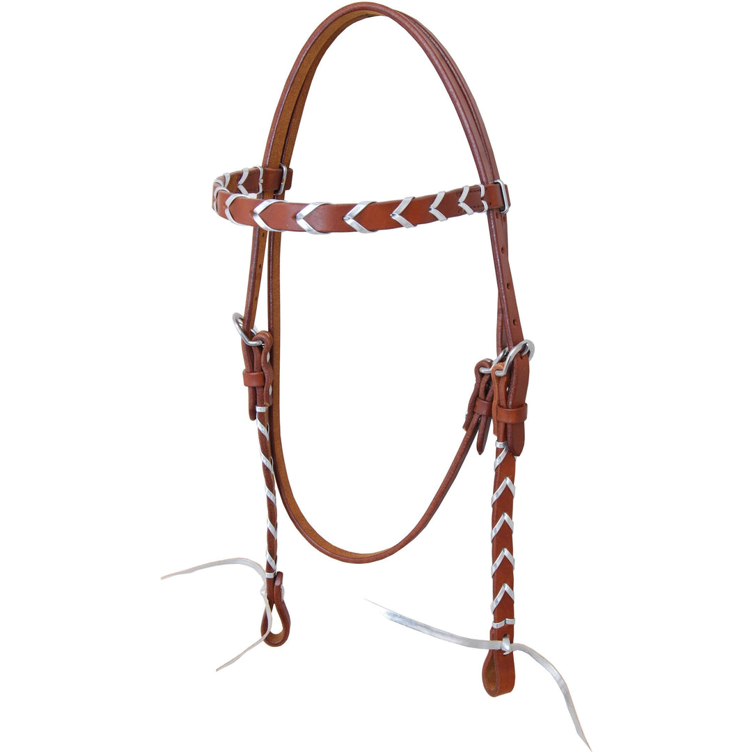 Rafter T Ranch Browband Headstall with Silver Plait