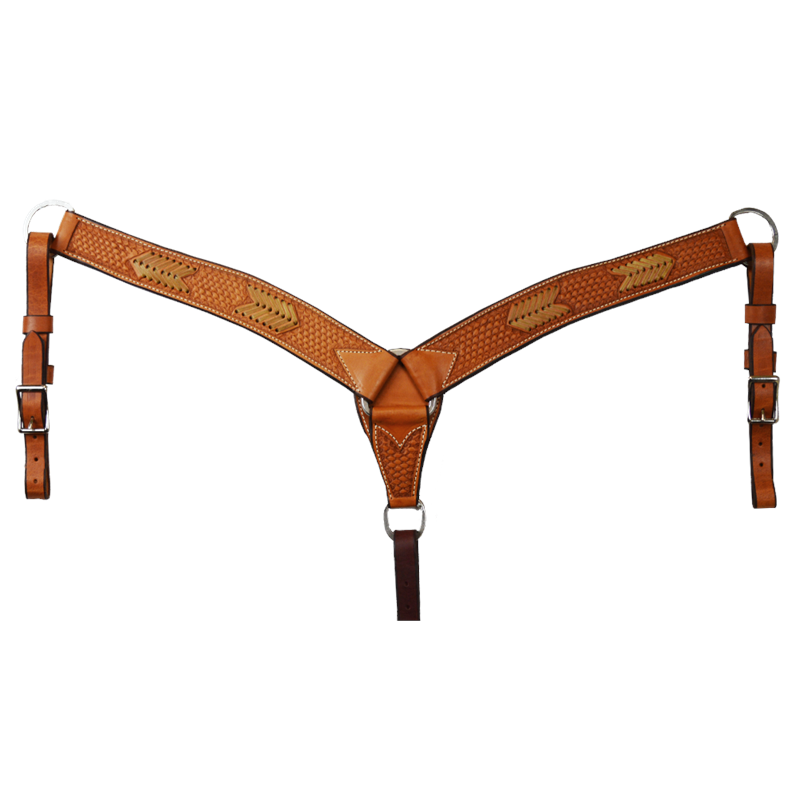 2" Breast Collar Natural Basket Weave with Rawhide
