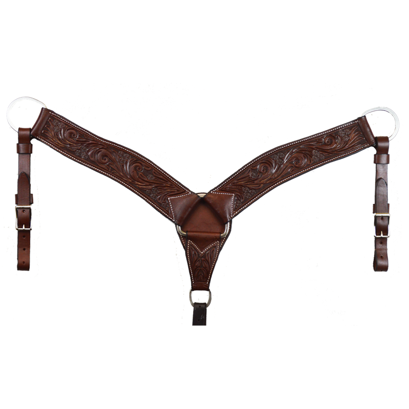 2 3/4" Breast Collar Oiled Floral Tooled
