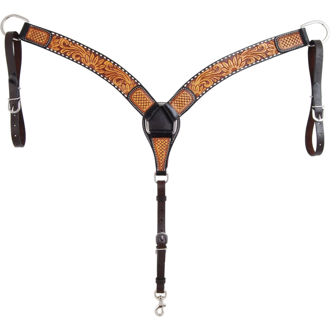 Rafter T Ranch Tooled Sunflower Collection 3" Breast Collar