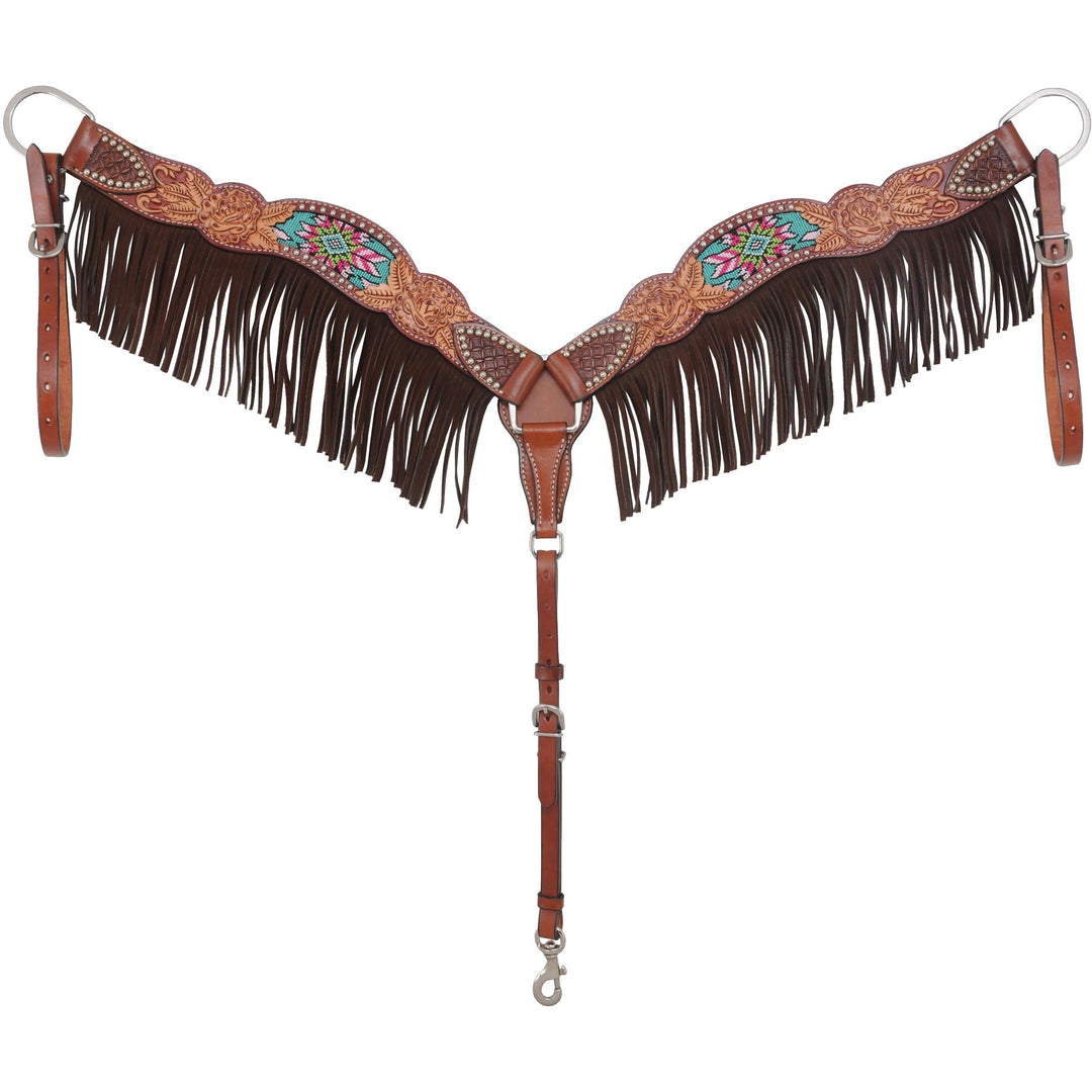 Rafter T Ranch Company Beaded Inlay Collection Breastcollar with Fringe
