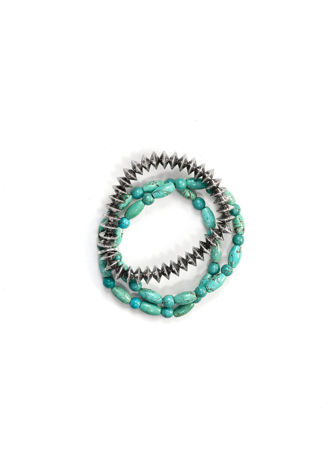 West and Co Turquoise and Silver Disc Stretch Bracelet