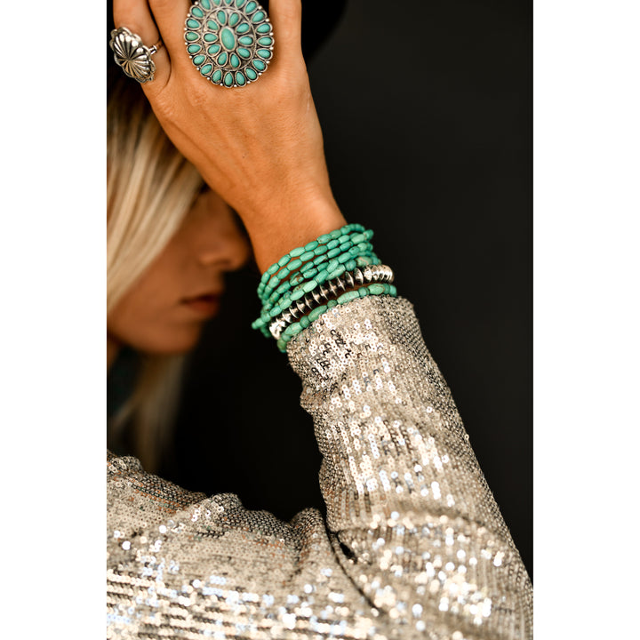 West and Co Turquoise Dainty Beaded Bracelet
