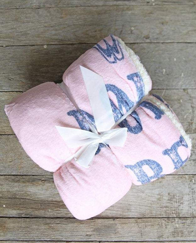 Junk Gypsy Be A Legend Pink Sherpa Throw Blanket