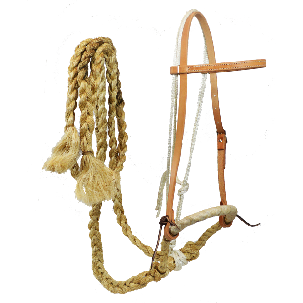 Leather Breaking Bridle with Grass Bosel and Reins