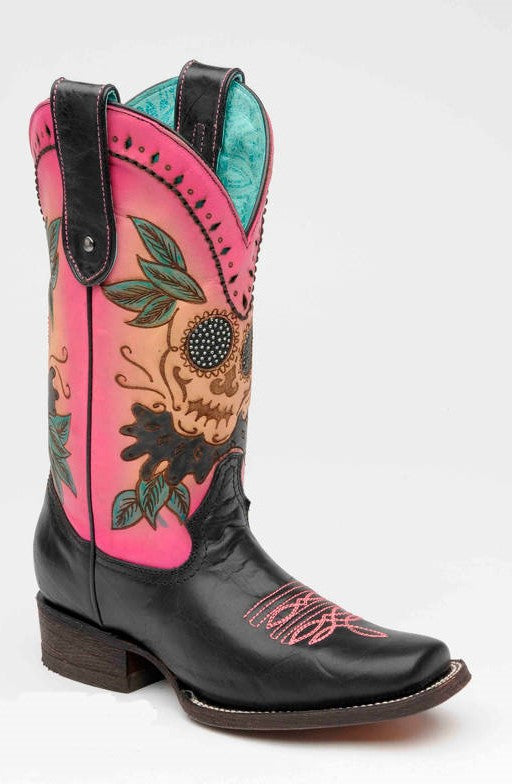 Corral Boots LD Black/Pink Catrina Cowboy Boots C1194