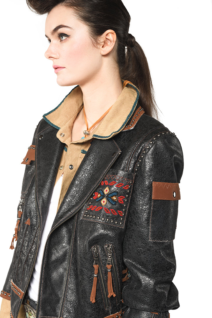 Double D Ranchwear Buffalo Chase Biker Jacket