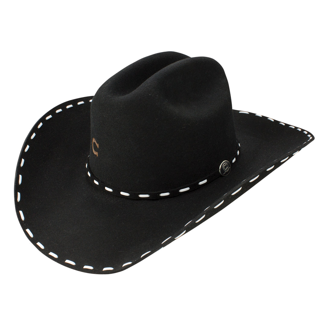 Charlie 1 Horse Ladies Black Bucksnort Hat with Buckstitch