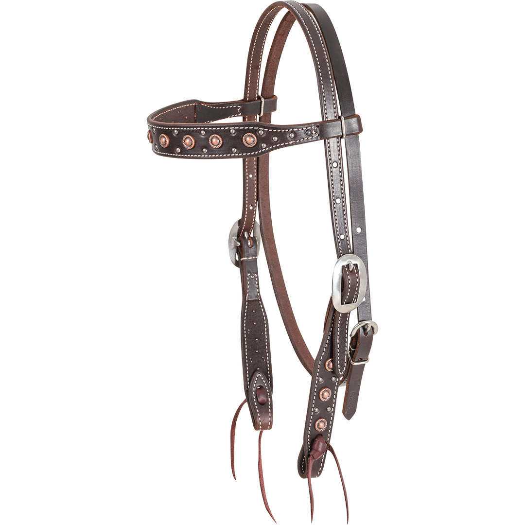 Martin Chocolate Rope Edged Dots Browband Headstall