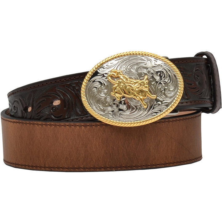 M & F Western Youth Brown Belt with Bull Buckle