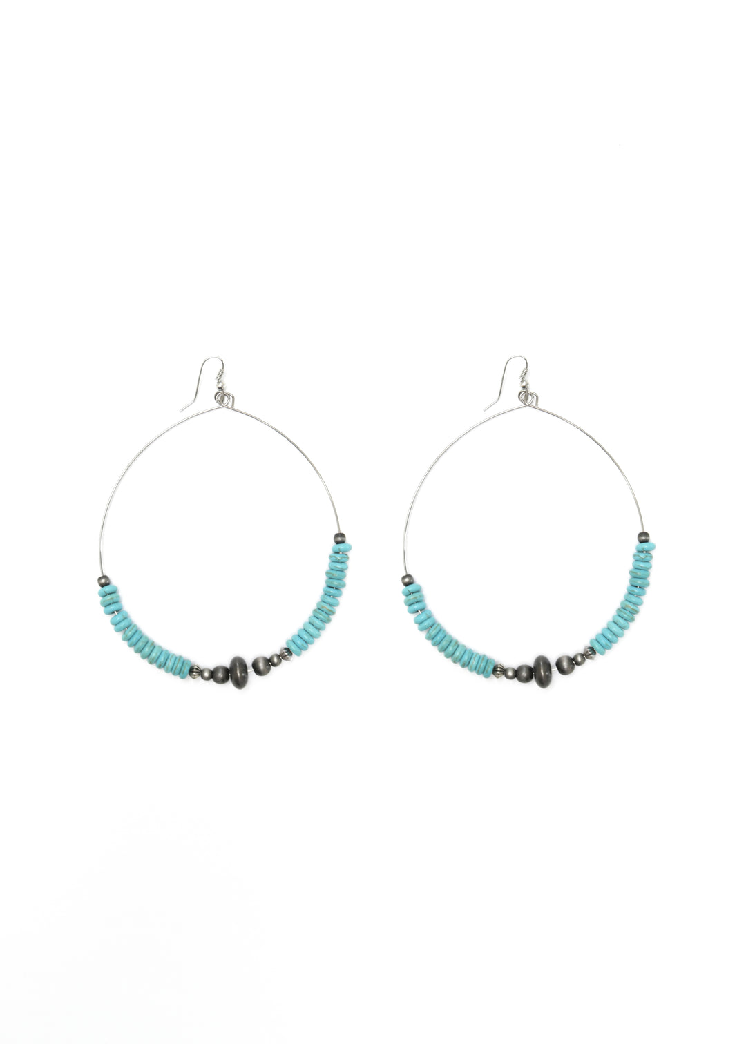 West and Co Turquoise and Navajo Pearl Beaded Hoop Earring