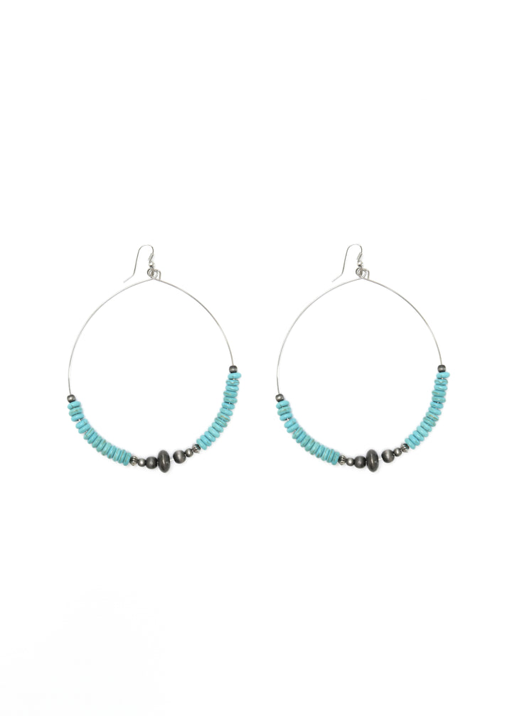 West and Co Turquoise and Navajo Pearl Beaded Hoop Earring