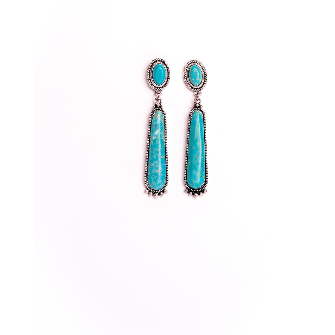 West and Co Round Turquoise Post Earring with Elongated Turquoise