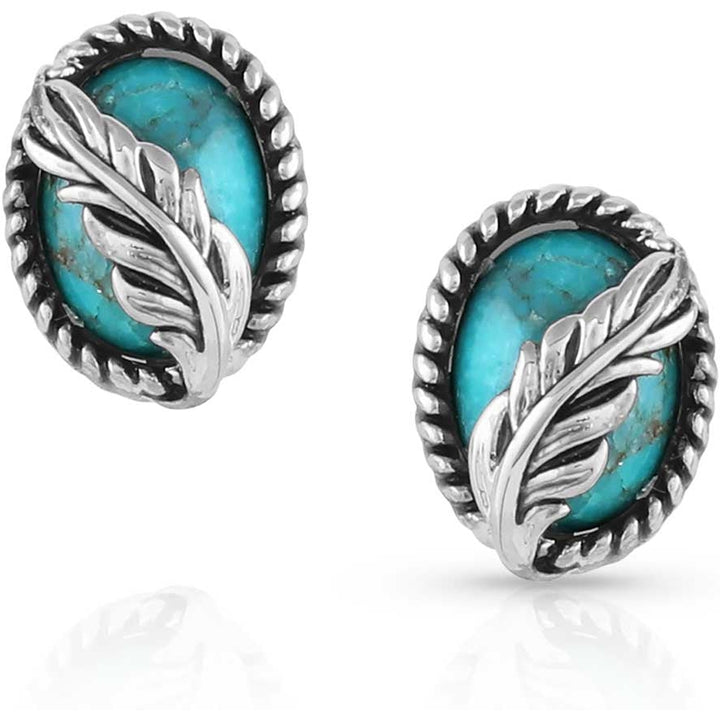 Montana Silversmiths Worlds Feather Turquoise Post Earrings