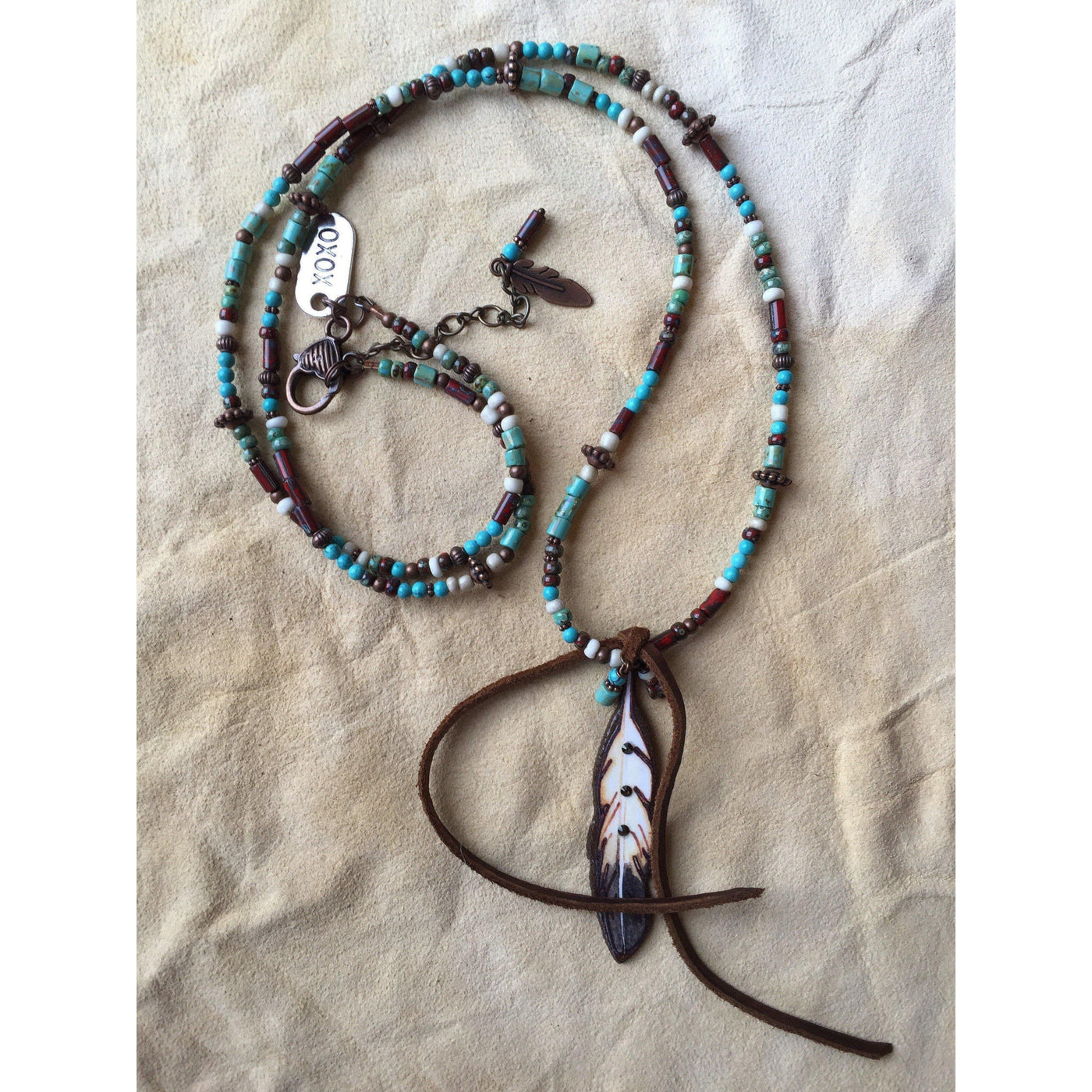 Tasha Feather Picasso Beaded Necklace - West 20 Saddle Co.