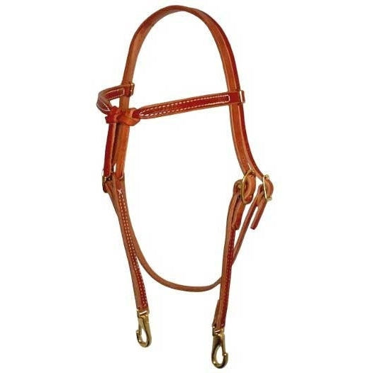 Berlin Custom Leather Knotted Browband Headstall with Snaps
