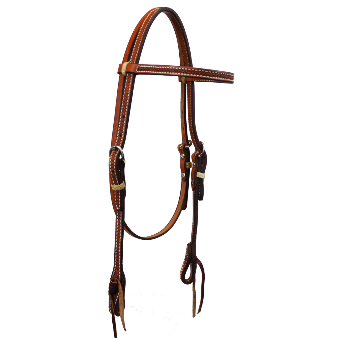 Natural Tooled Basket Weave Browband Headstall