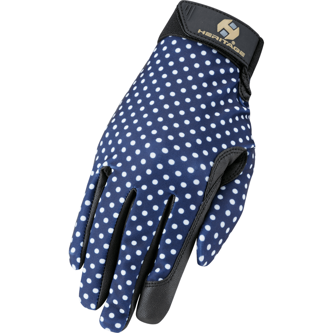 Heritage Performance Glove-Navy Polka Dots