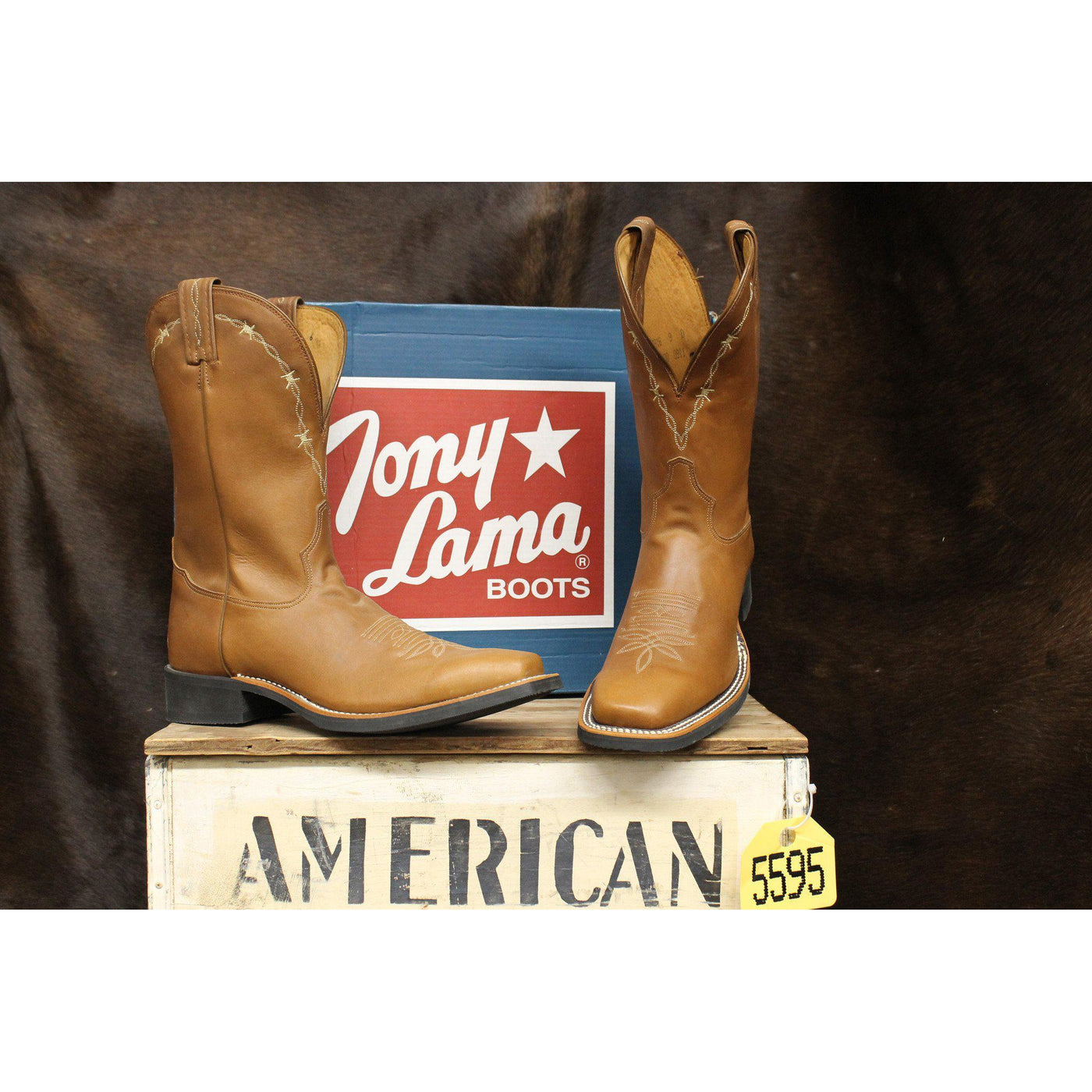 Tony Lama Men's Tan Cheyenne Americana Square Toe Boot - West 20 Saddle Co.
