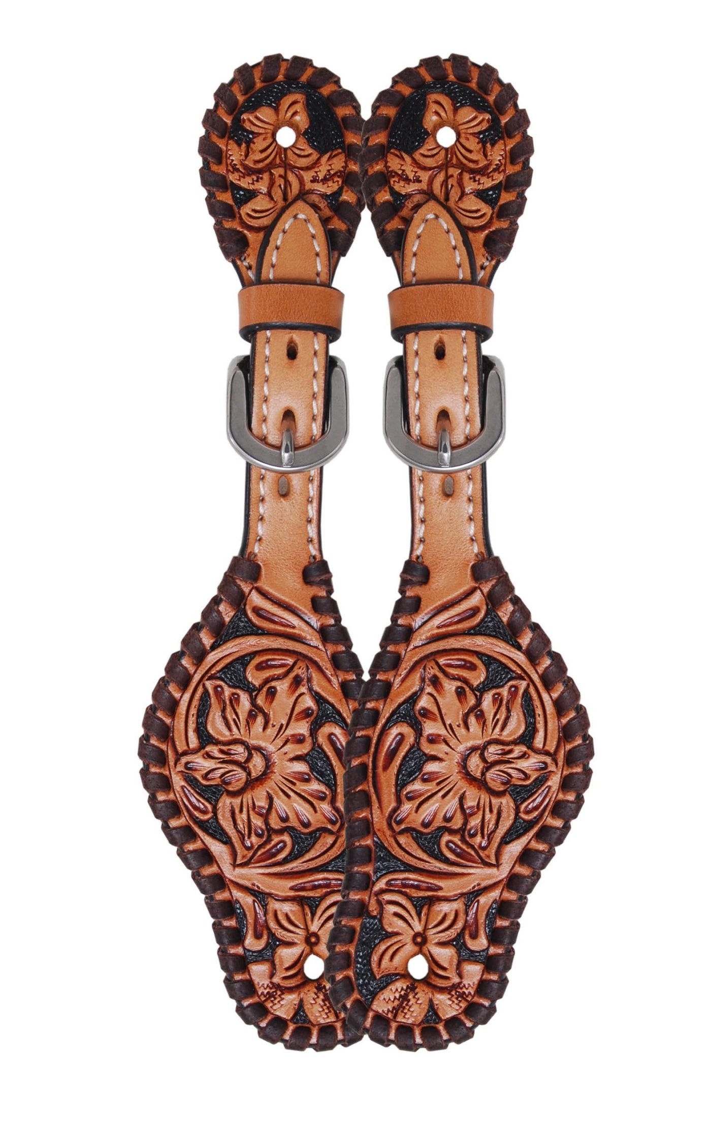 Rafter T Ranch Floral Tooled Kid's Spur Straps