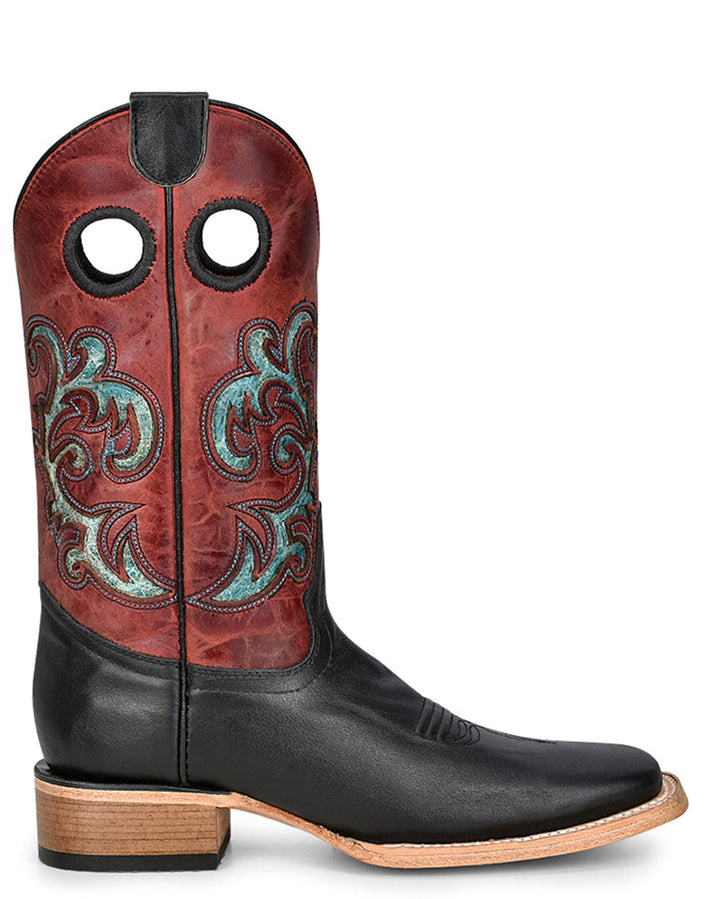 Corral Women's Black and Red Inlaid Boot