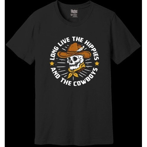 Rodeo Hippie Long Live the Hippies and the Cowboys Tee-Black