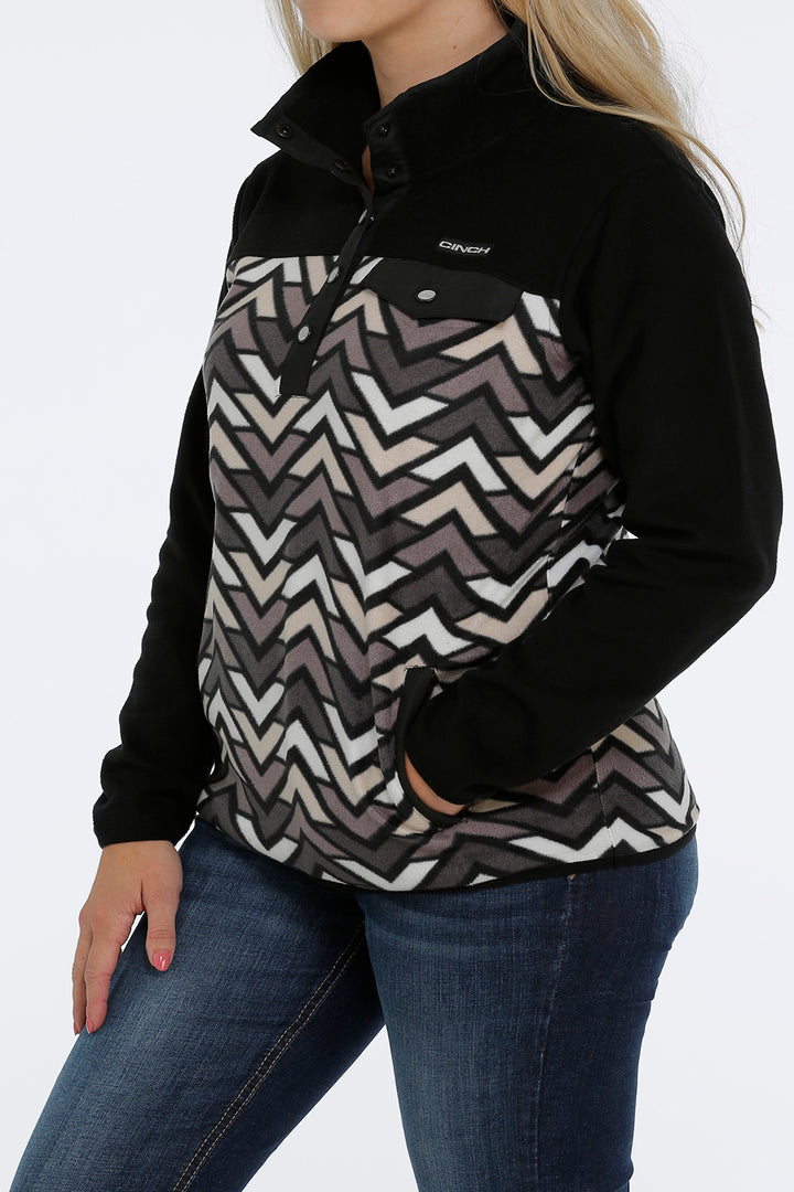 Cinch Women's Grey and Black Polar Fleece Pullover