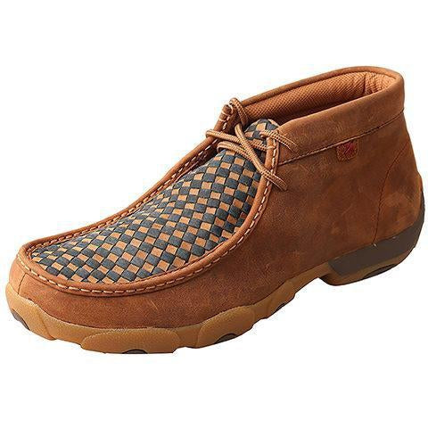Twisted X Mens Chukka Driving Moccasins-Oiled Saddle/Blue