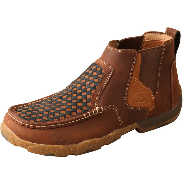 Twisted X Men's 4" Chelsea Driving Moc-Woven Multi/Oiled Saddle