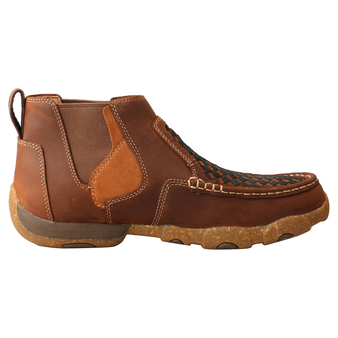 Twisted X Men's 4" Chelsea Driving Moc-Woven Multi/Oiled Saddle
