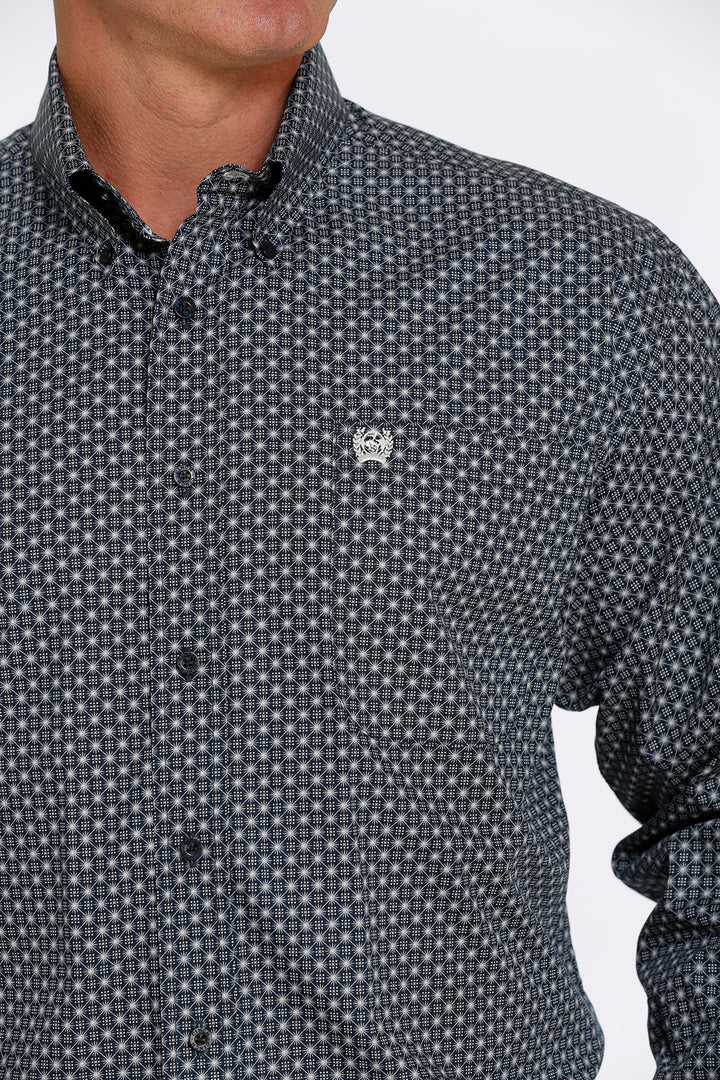 Cinch Men's Navy Geometric Print Button Down Western Shirt