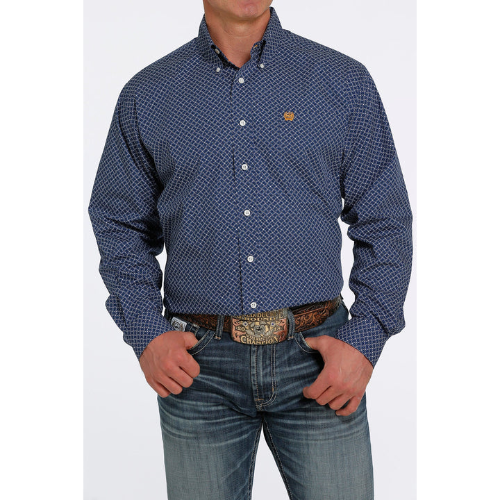 Cinch Men's Royal Blue Print Western Long Sleeve Shirt