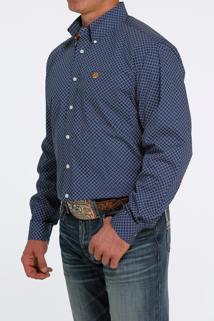 Cinch Men's Royal Blue Print Western Long Sleeve Shirt