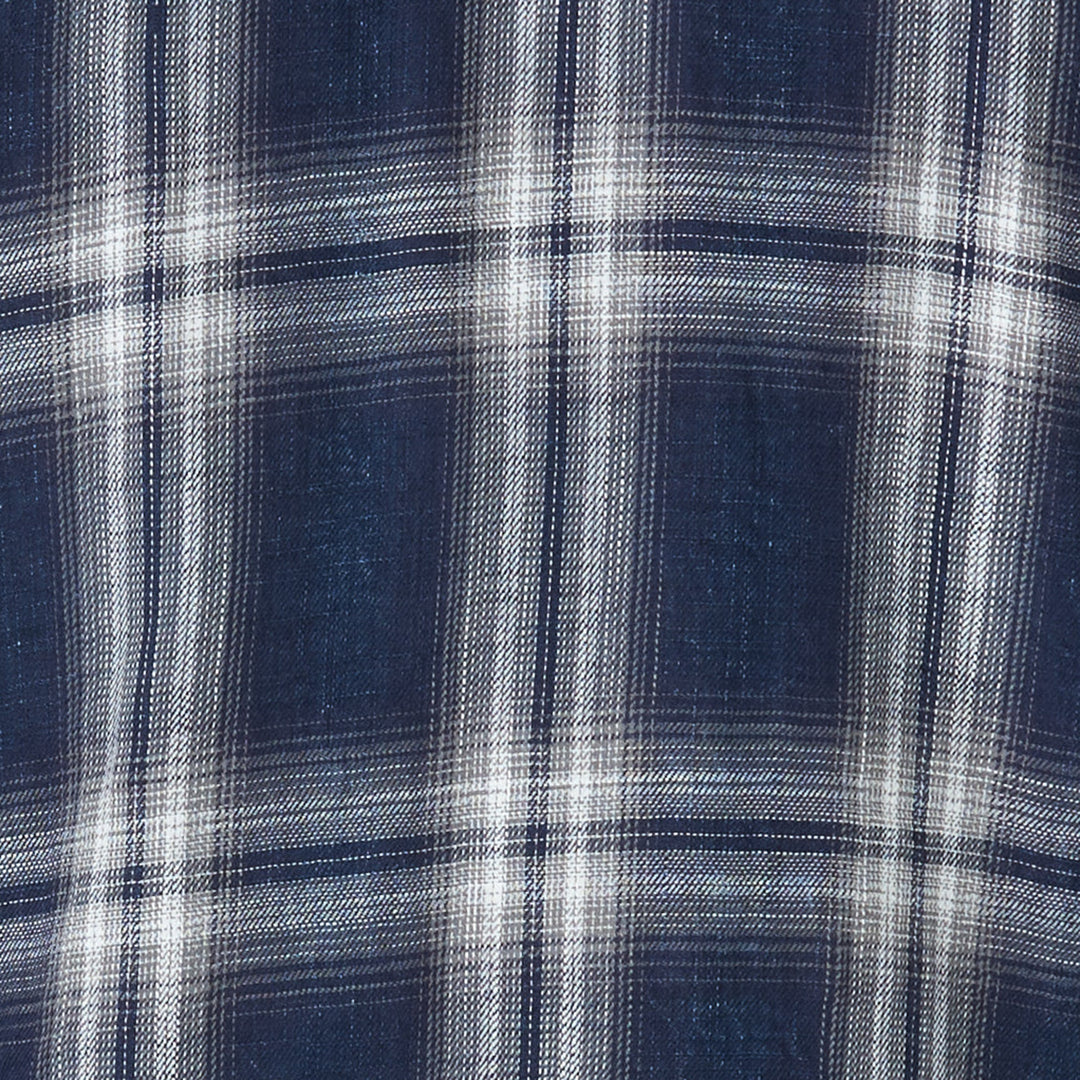 Wrangler Men's Retro Long Sleeve Western Indigo Snap Plaid Shirt-Blue/White